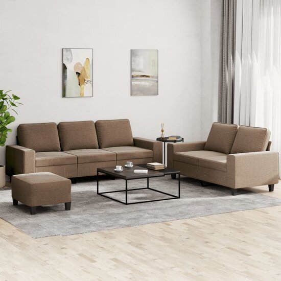 3-Delige Loungeset Stof Bruin