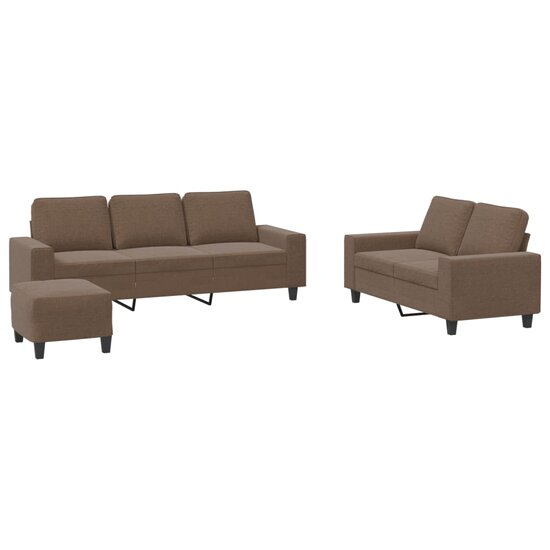 3-Delige Loungeset Stof Bruin
