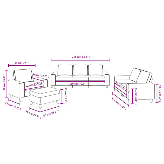 4-Delige Loungeset Stof Bruin