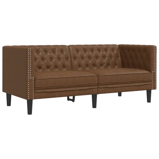 Chesterfield-Stijl Kunstsu&egrave;de Bruin Tweezitsbank