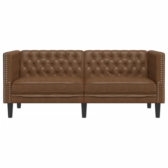 Chesterfield-Stijl Kunstsu&egrave;de Bruin Tweezitsbank