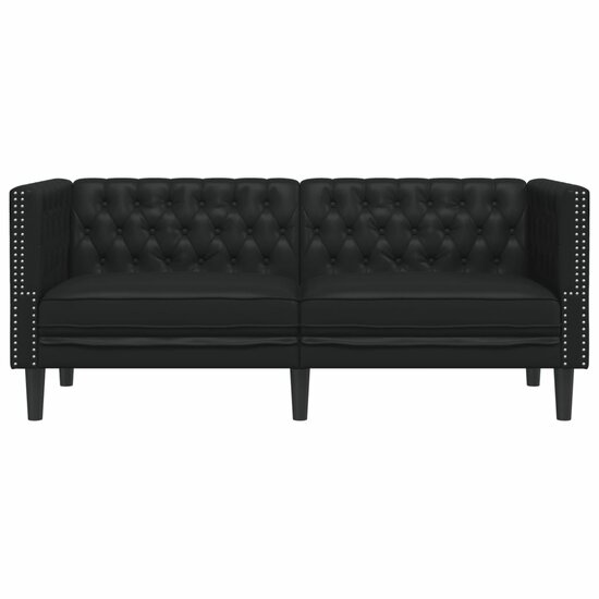 Chesterfield-Stijl Kunstleer Zwart Tweezitsbank