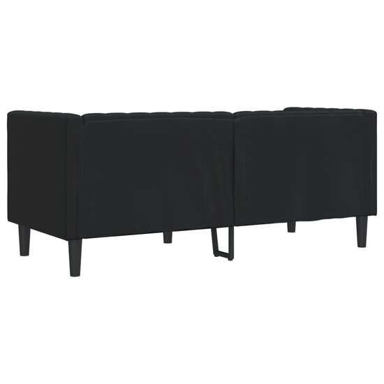 Chesterfield-Stijl Kunstleer Zwart Tweezitsbank
