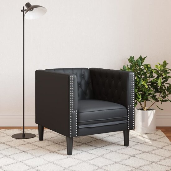 Fauteuil Chesterfield-Stijl Kunstleer Zwart