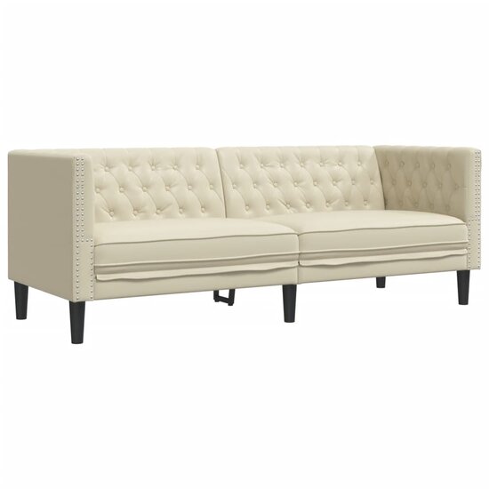Chesterfield-Stijl Kunstleer Kleurig Cr&egrave;me Driezitsbank