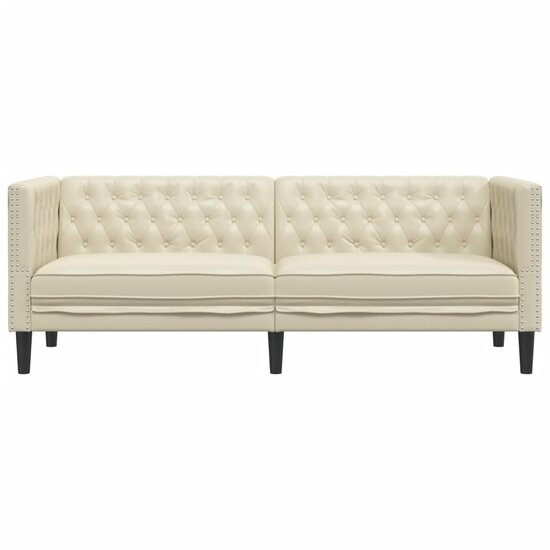 Chesterfield-Stijl Kunstleer Kleurig Cr&egrave;me Driezitsbank