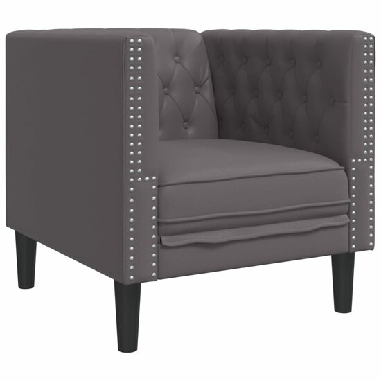 3-Delige Loungeset Chesterfield-Stijl Kunstleer Grijs