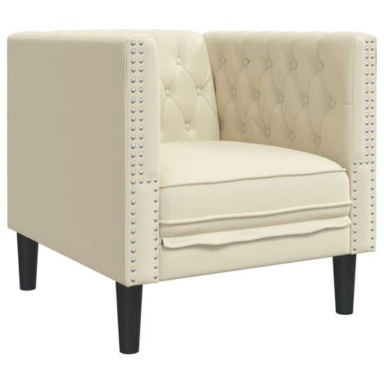 Fauteuil Chesterfield-Stijl Kunstleer Kleurig Cr&egrave;me