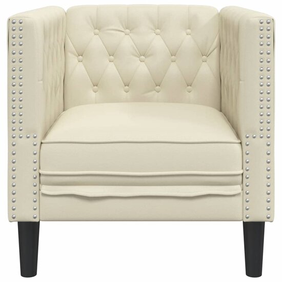 Fauteuil Chesterfield-Stijl Kunstleer Kleurig Cr&egrave;me