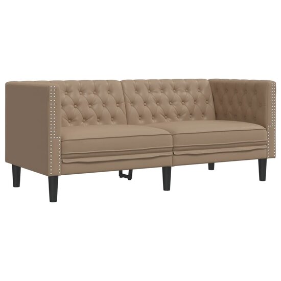 Chesterfield-Stijl Kunstleer Kleurig Cappuccino Tweezitsbank