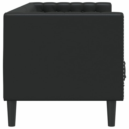 Chesterfield-Stijl Kunstleer Zwart Driezitsbank