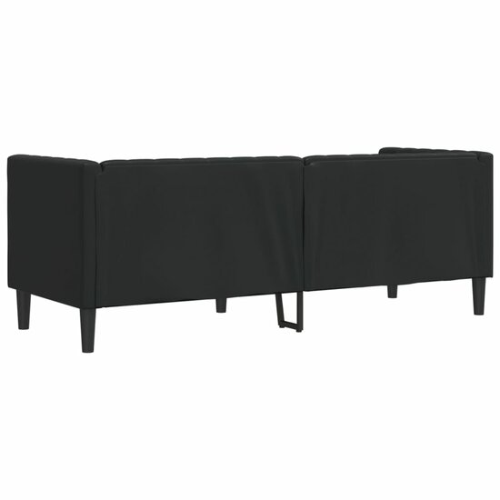 Chesterfield-Stijl Kunstleer Zwart Driezitsbank
