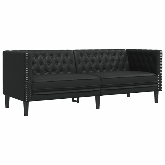 3-Delige Loungeset Chesterfield-Stijl Kunstleer Zwart