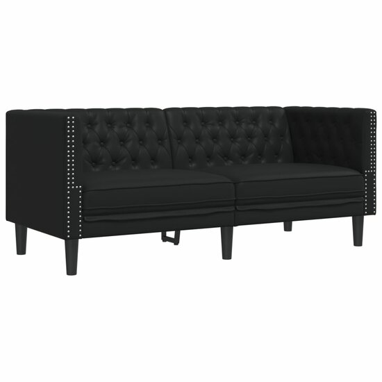 3-Delige Loungeset Chesterfield-Stijl Kunstleer Zwart
