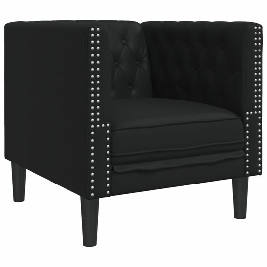 3-Delige Loungeset Chesterfield-Stijl Kunstleer Zwart