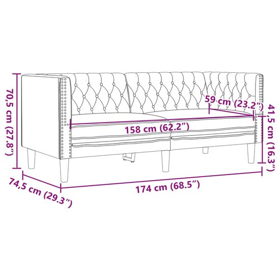 3-Delige Loungeset Chesterfield-Stijl Kunstleer Zwart