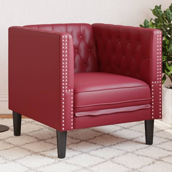 Fauteuil Chesterfield-Stijl Kunstleer Rood wijn