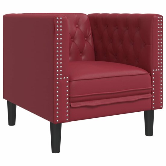 Fauteuil Chesterfield-Stijl Kunstleer Rood wijn