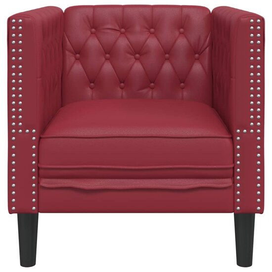 Fauteuil Chesterfield-Stijl Kunstleer Rood wijn