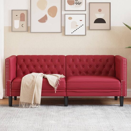 Chesterfield-Stijl Kunstleer Rood wijn Tweezitsbank