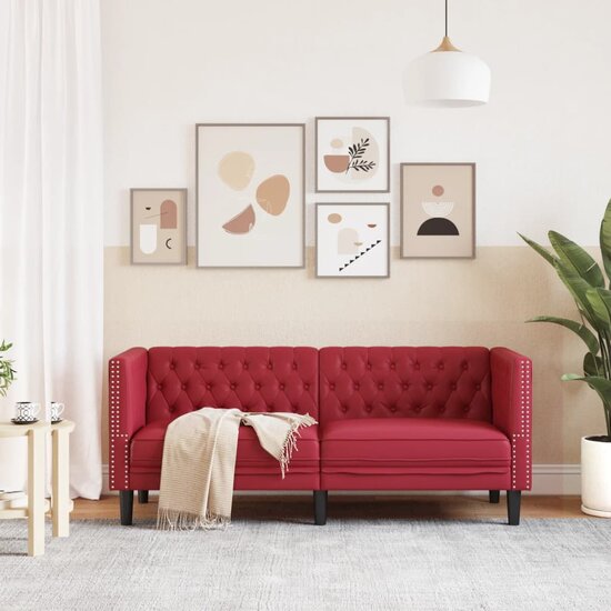Chesterfield-Stijl Kunstleer Rood wijn Tweezitsbank