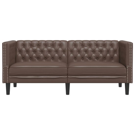 Chesterfield-Stijl Kunstleer Bruin Tweezitsbank