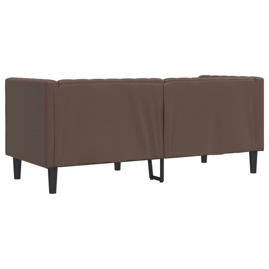 Chesterfield-Stijl Kunstleer Bruin Tweezitsbank