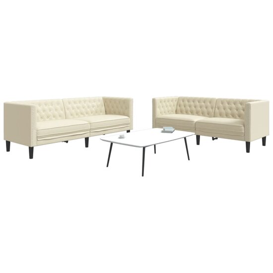 2-delige Loungeset Chesterfield-stijl kunstleer cr&egrave;mekleurig
