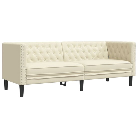 2-delige Loungeset Chesterfield-stijl kunstleer cr&egrave;mekleurig