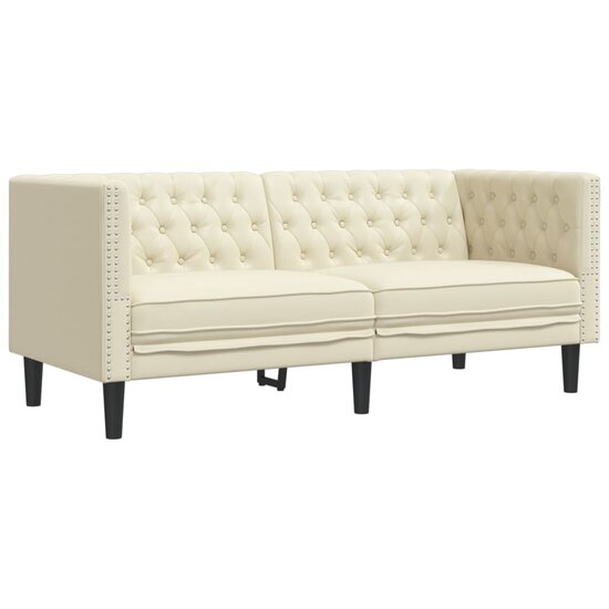 2-delige Loungeset Chesterfield-stijl kunstleer cr&egrave;mekleurig