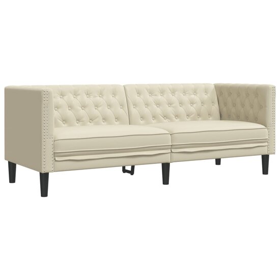 3-delige Loungeset Chesterfield-stijl kunstleer cr&egrave;mekleurig