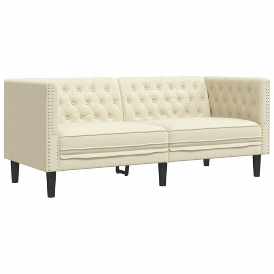 3-delige Loungeset Chesterfield-stijl kunstleer cr&egrave;mekleurig