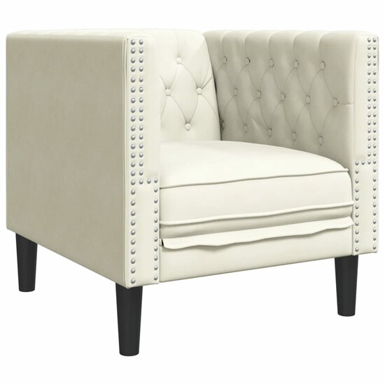 3-delige Loungeset Chesterfield-stijl kunstleer cr&egrave;mekleurig