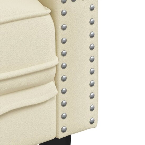 3-delige Loungeset Chesterfield-stijl kunstleer cr&egrave;mekleurig