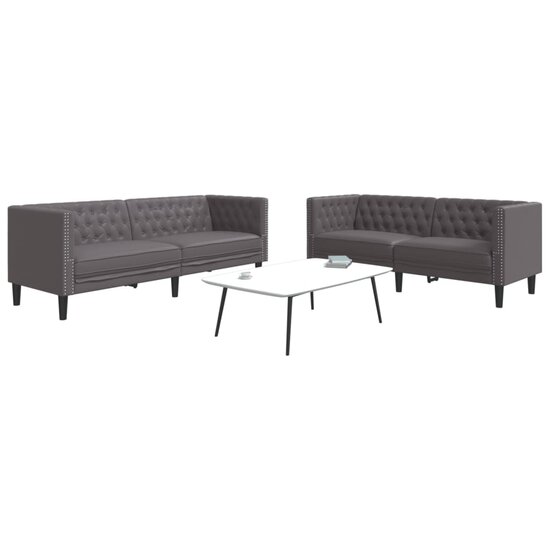 2-delige Loungeset Chesterfield-stijl kunstleer grijs