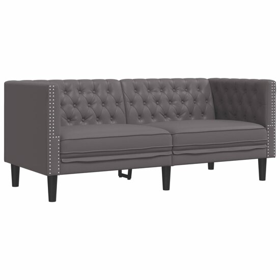 2-delige Loungeset Chesterfield-stijl kunstleer grijs