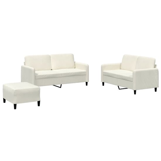 3-Delige Loungeset Fluweel Kleurig Cr&egrave;me