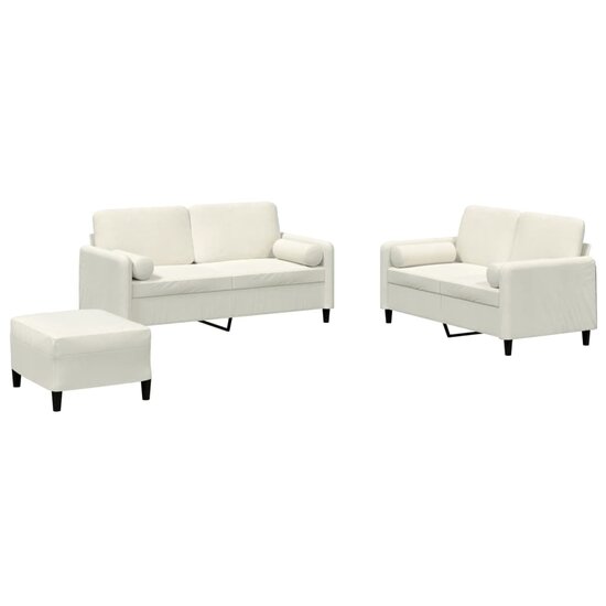 3-Delige Loungeset Met Kussens Fluweel Kleurig Cr&egrave;me