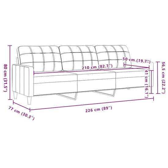 Driezitsbank Stof 210 cm Bruin