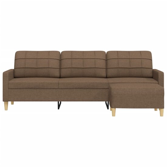 Driezitsbank met voetenbank 210 cm stof bruin