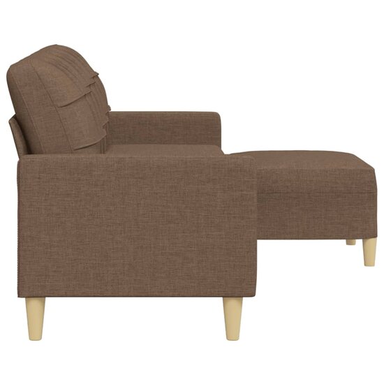 Driezitsbank met voetenbank 210 cm stof bruin