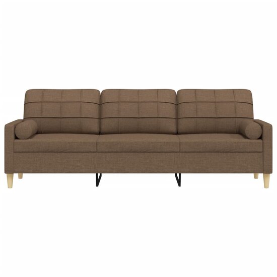 Driezitsbank met sierkussens 210 cm stof bruin