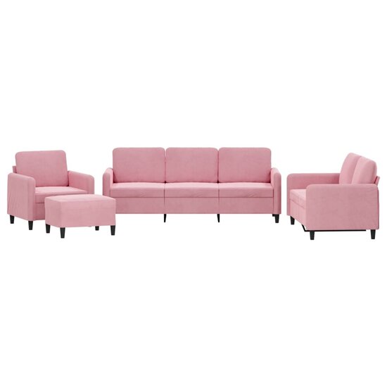 4-Delige Loungeset Fluweel Roze