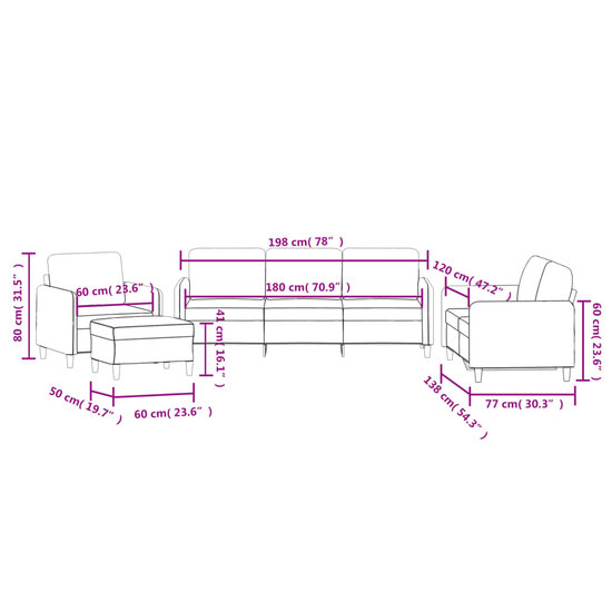 4-Delige Loungeset Fluweel Roze