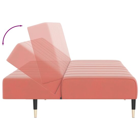 Slaapbank 2-zits fluweel roze