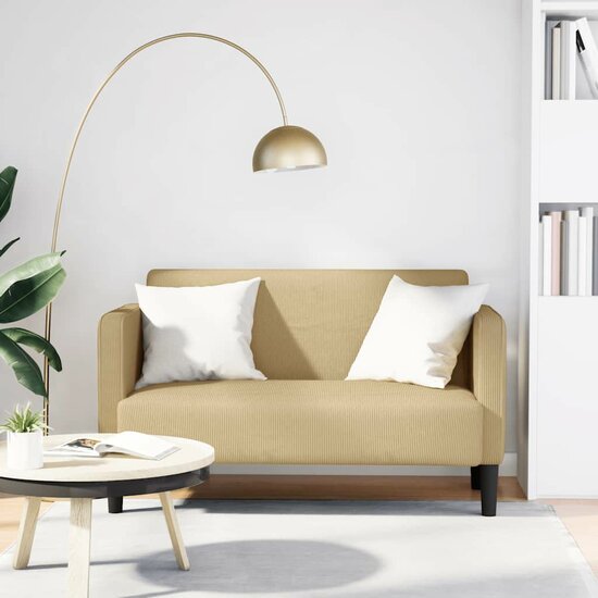 Loveseat Bank 109 Cm Corduroy Stof Lichtgroen Grijs Lichtgroengrijs