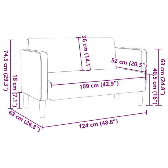 Loveseat Bank 109 Cm Corduroy Stof Lichtgroen Grijs Lichtgroengrijs