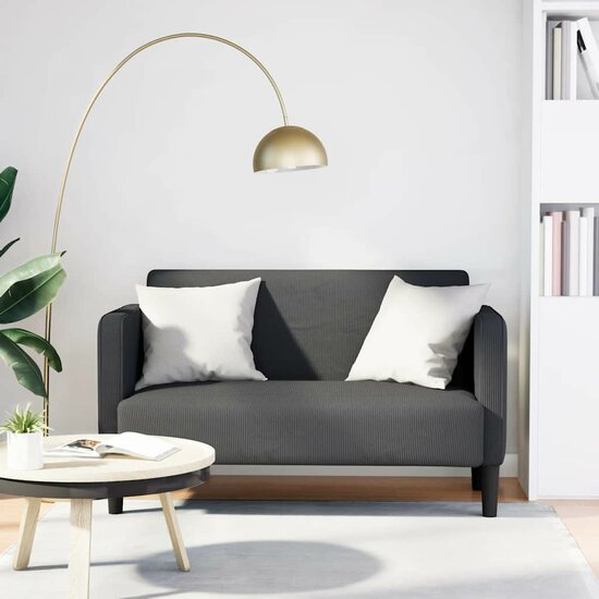 Loveseat Bank 109 Cm Corduroy Stof Donkergrijs