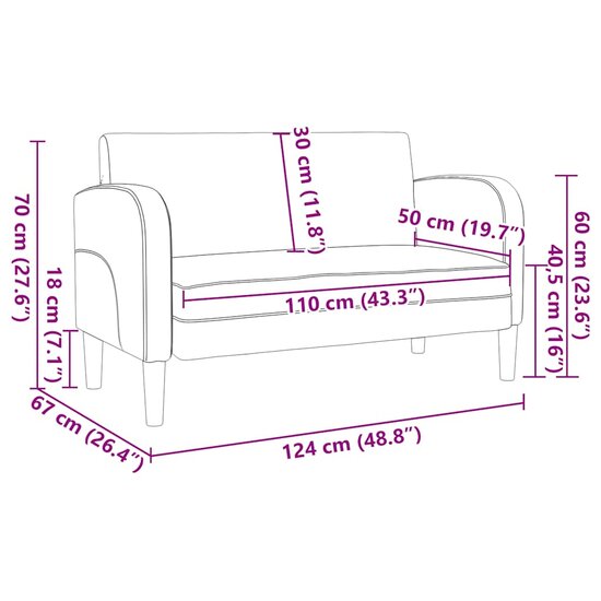 Loveseat Bank 110 Cm Kunstleer Kleurig Cr&egrave;me