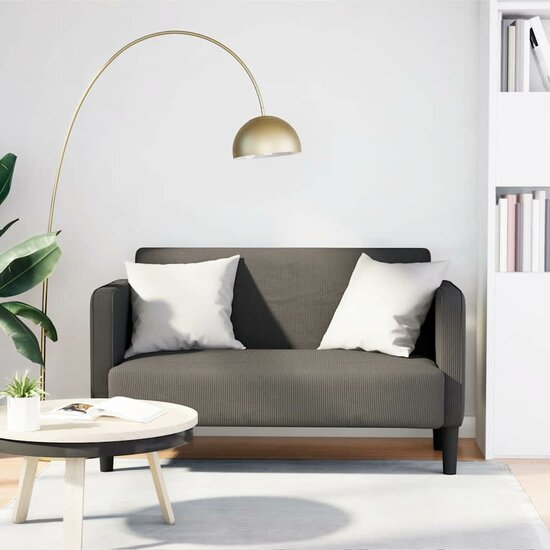 Loveseat Bank 109 Cm Corduroy Stof Lichtgrijs